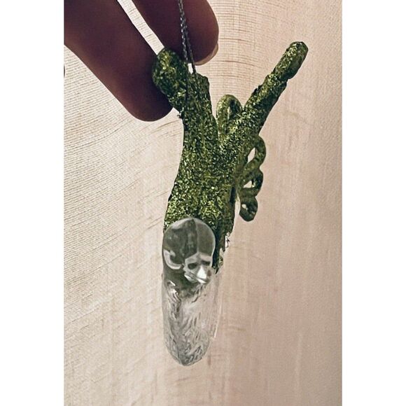 Clear Acrylic Green Glitter Tail Wings Doves Ornaments Sun Catchers Set of 3 - Picture 7 of 7